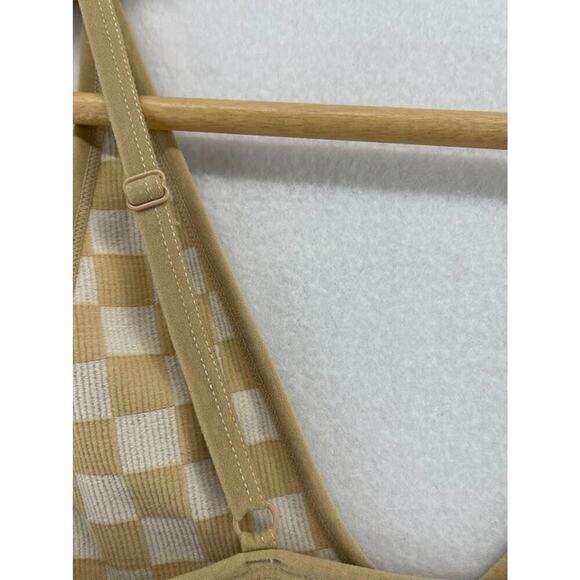 Garage Tan/White Checkered Bralette Size Small Ribbed - Picture 6 of 8